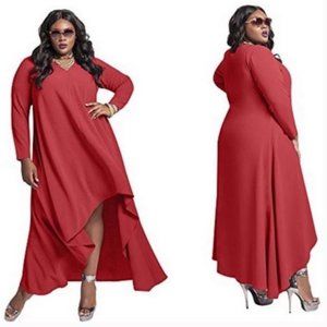 Monif C red high/low dress